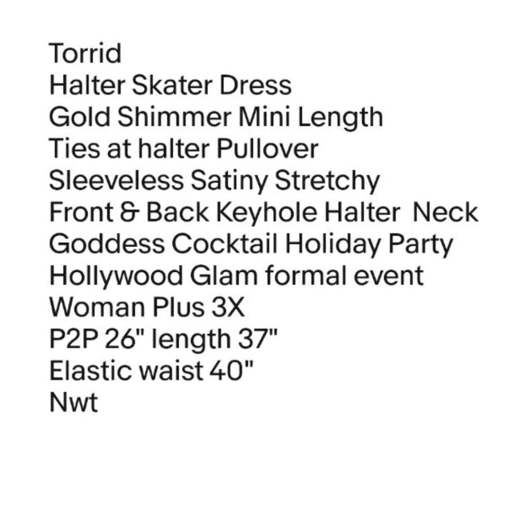 Torrid Halter Skater Dress Woman Plus 3X Gold Shimmer Mini Party Rockabilly Nwt - Picture 10 of 11